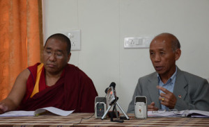 Chief Election Commissioner Mr. Jampel Choesang (R) and Election Commissioner Ven. Geshe Rinzin Choedak(L) announcing the short-listed candidates.