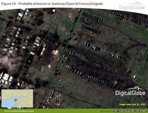satellite image show a Russian military airborne Special Forces brigade at Yeysk in southern Russia, near its border with Ukraine
