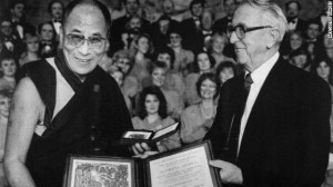 His Holiness the Dalai Lama accepts the Nobel Peace Prize in 1989