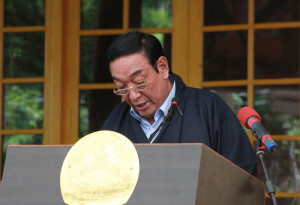 Kalon Pema Chinjor delivering Sikyong's official statement.