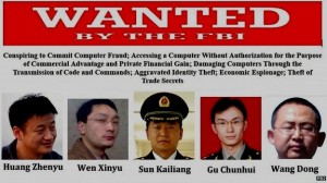 The five Chinese military personnel charged with cyber-espionage and stealing sensitive trade secrets from US companies.