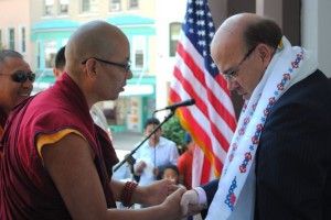 1 / 6 McGovern is thanked by a member of the local Tibetan community after Monday's press event. Photo: masslive.com