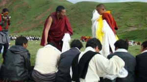 An undated image of Tenzin Lhundrup acknowledging the members of Naglha Dzambha Mountain Protection Committee for resisting mining activities.