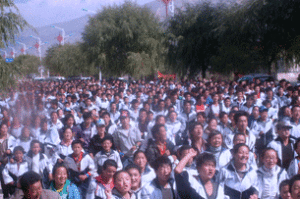 Students protest in Rebkong, Oct 19, 2010. Photo: RFA