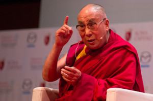 His Holiness the Dalai Lama speaking during the second discussion of the 14th World Summit of Nobel Peace Laureates in Rome, Italy on December 12, 2014. Photo/Paolo Tosti