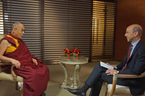 Marc Perelman of France 24 interviewing His Holiness the Dalai Lama in Rome, Italy on December 13, 2014. Photo/Jeremy Russell/OHHDL