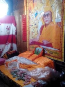 Portrait of His Holiness in Kelsang Yeshi's monastic quarter.