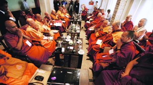 Buddhist monks from Sri Lanka and Nalanda tradition in New Delhi on Wednesday.  Photo Courtesy: The Indian Express