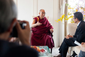 His Holiness the Dalai Lama during an interview with Sapio magazine in Tokyo, Japan on April 5, 2015. Photo/Tenzin Jigmey