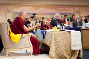 His Holiness the Dalai Lama speaking at a conference on Buddhist studies organised by the Drepung Gomang Academy of Japan in Tokyo, Japan on April 5, 2015. Photo/Tenzin Jigmey