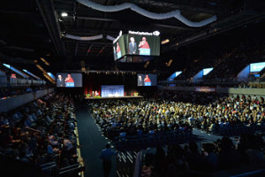 View of the Southern Methodist University's Moody Center, venue for His Holiness the Dalai Lama's talk in Dallas, Texas, USA on July 1, 2015. Photo/Sonam Zoksang