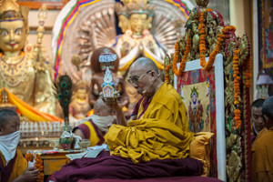His Holiness the Dalai Lama giving the White Tara empowerment at the Tsuglagkhang in Dharamsala, HP, India on July 20, 2015. Photo/Tenzin Phuntsok/OHHDL