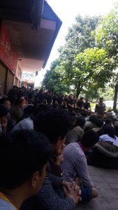 Tibetans holding a sit-in protest demanding the return of Tenzin Delek Rinpoche’s body. Photo: Tibet.net