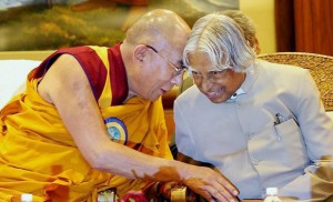 Former president APJ Abdul Kalam with Tibetan spiritual leader Dalai Lama in New Delhi (Photo: PTI) 