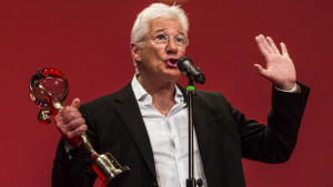 Actor Richard Gere delivers a speech as he receives the Crystal Globe for Outstanding Artistic Contribution to World Cinema at the opening ceremony of the 50th Karlovy Vary International Film Festival (KVIFF) on July 3, 2015 in Karlovy Vary, Czech Republic.  (Photo by Matej Divizna/Getty Images)