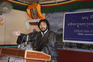 Lukar Jam Atsock at the press conference announcing his candidacy for Sikyong 2016.