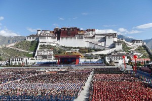 A grand ceremony marking the 50th anniversary of the founding of the Tibet Autonomous Region is held at the square of the Potala Palace.