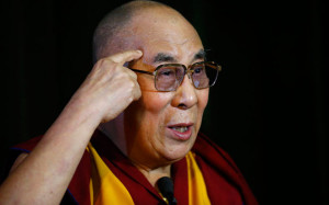 Tibetan spiritual leader, the Dalai Lama speaks during a news conference at Magdalen College in Oxford Photo: Reuters
