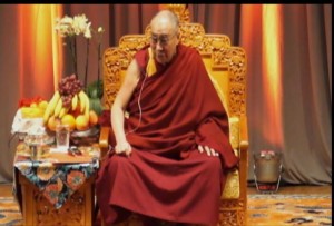 The Dalai Lama speaks in Rochester Wednesday morning. (Photo courtesy: kttc.com)