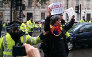 Chinese democracy activist Shao Jiang stages a protest during Xi Jinping's UK visit. Photo: SCMP Pictures