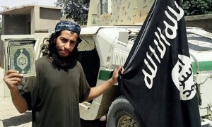 Abdelhamid Abaaoud, who was linked to thwarted attacks on a Paris-bound high-speed train in August, posed for this picture for the Isis group magazine earlier this year. Photograph: Dabiq 