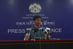 Sikyong Sangay addressing the press conference.
