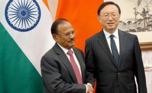 National Security Advisor Ajit Doval being welcomed by China's State Councillor Yang Jiechi at the 19th India-China Boundary talks in Beijing on Wednesday. (PTI photo)