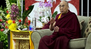 The Dalai Lama speaks during his Public Talk, A Peaceful Mind in a Modern World at American University's Bender Arena in Washington on June 13. | AP Photo 