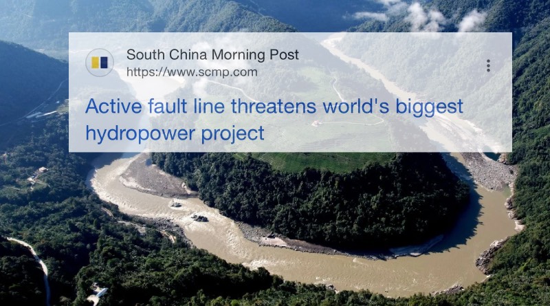 Chinese Geologists’ Study Contradicts Beijing’s Safety Assurances on Yarlung Tsangpo Mega Dam in Occupied Tibet